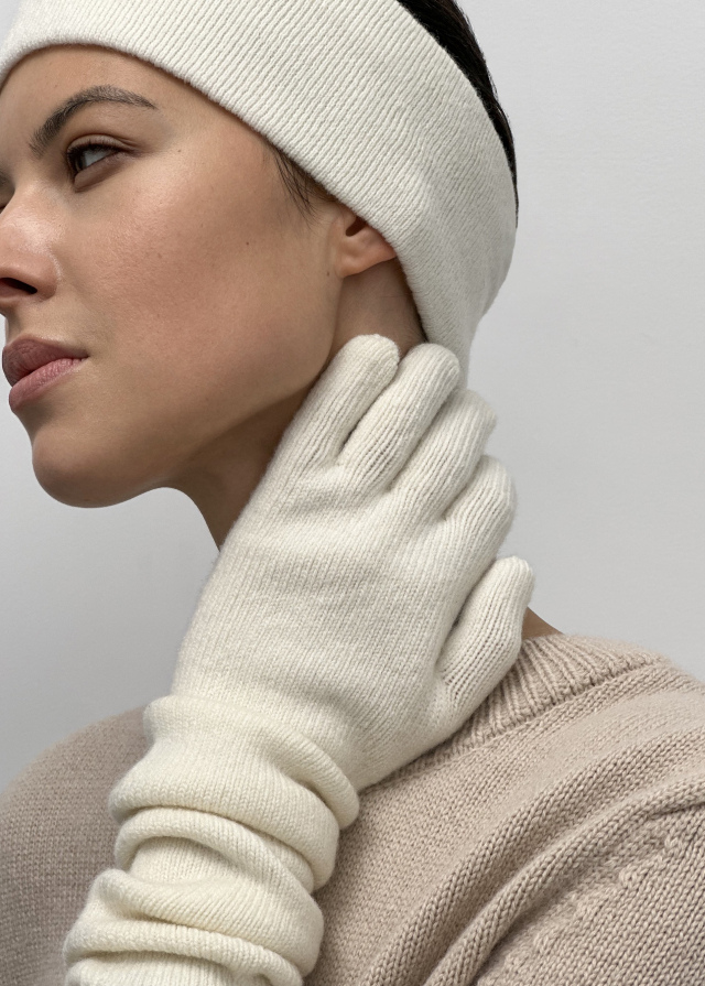 Рукавиці з кашеміру та вовни мериноса, молочний