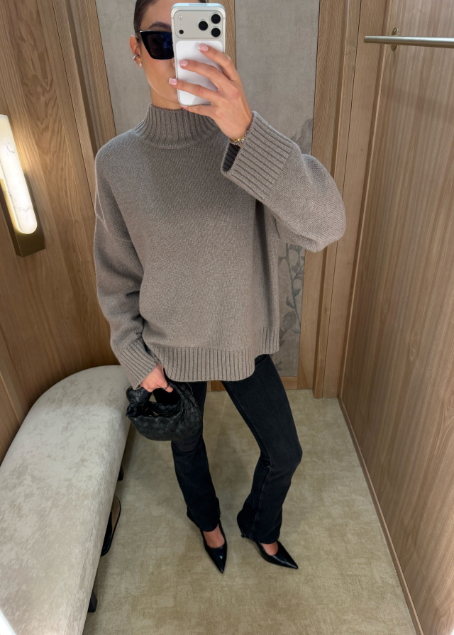 Turtleneck sweater, taupe