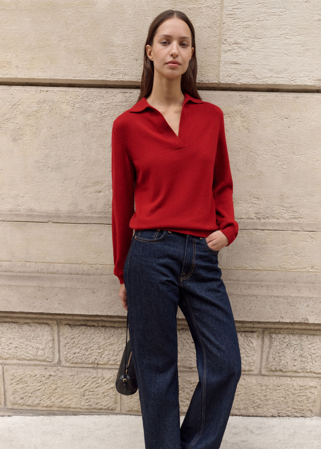 Red polo shirt