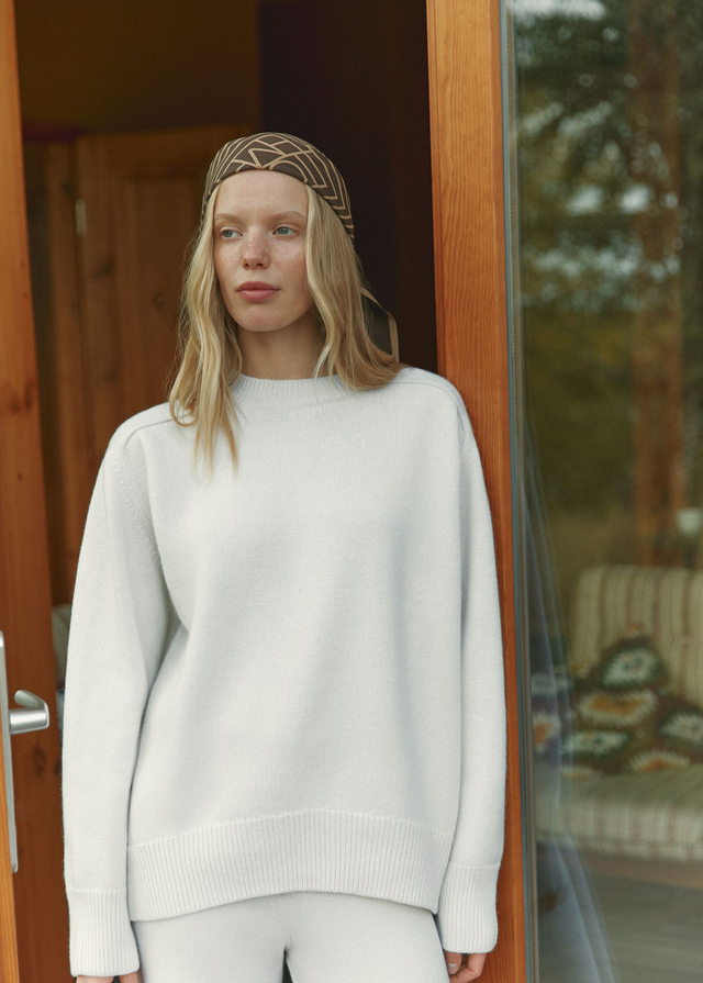 Джемпер Blossom, кашемір та вовна мериноса, молочний