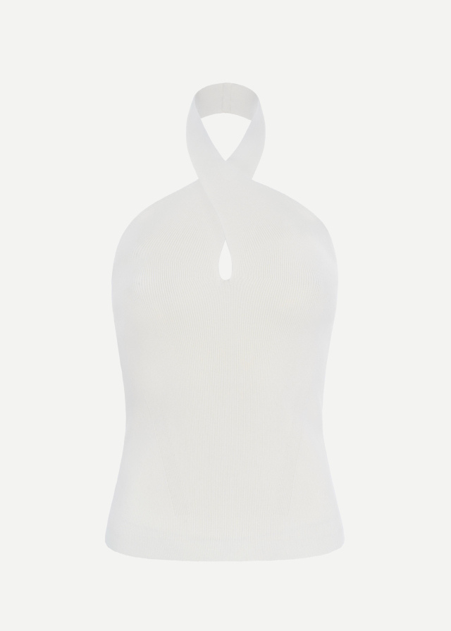 Top with halter neckline, milky