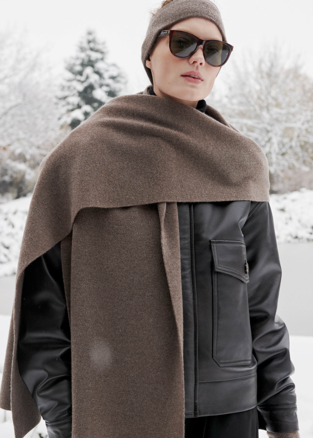 Шарф з кашеміру та вовни мериноса, кавовий