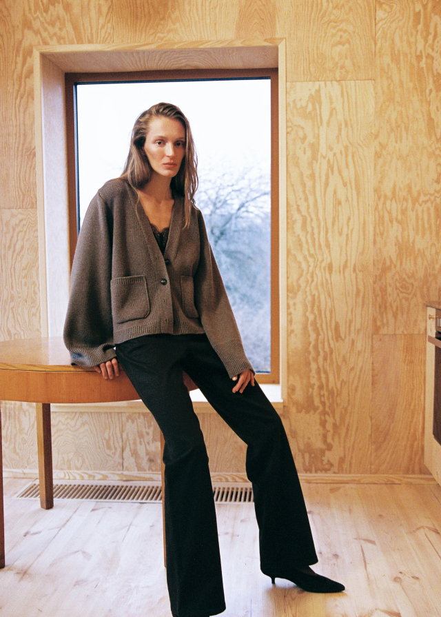 Кардиган з широкими рукавами, коричневий